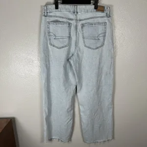 American Eagle Curvy Stovepipe Jeans Size 14 Blue Light‎ Wash Wide Leg Baggy 90s thumbnail 3