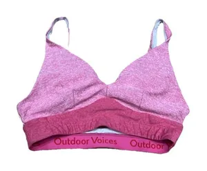 Outdoor Voices Pink Tri Tone Slashback Crop Top Sports Bra Women's Size Small thumbnail 1