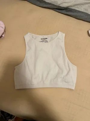 Garage Ribbed white tank thumbnail 3