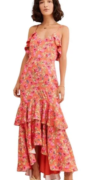 Keepsake The Label Tiered Maxi Dress in orange pink 6 thumbnail 1