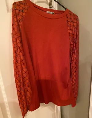 Dark Orange Lace Long Sleeve Size L thumbnail 1