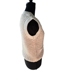 Heartloom Bouclé Sweater Vest Cream Ivory Pearl Button Front Pockets S thumbnail 10