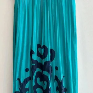 Miss Sixty Teal and Navy Blue Silk Gown Maxi Floral Dress, Size 4 thumbnail 3
