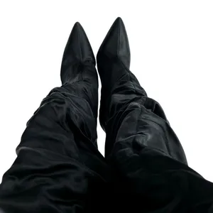 Kendall + Kylie Black Faux Suede Ruched Heeled Pointed Toe Over the Knee Boots 8 thumbnail 2