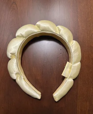 Yellow Satin Bubble Headband Padded Statement Hair Accessory Vintage Style New thumbnail 2
