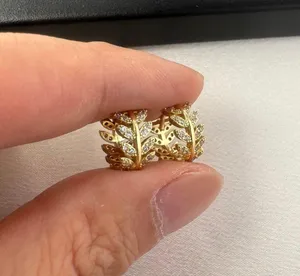 13mm Small CZ Leaf Hoop Earrings for Women thumbnail 5