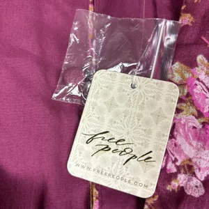 Free People Dress Womens Small Purple Floral Smocked Fit Flare Mini Long Sleeve‎ thumbnail 4