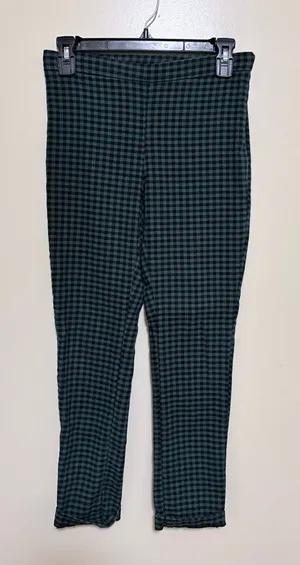 Free People Dark Green and Black Gingham pants thumbnail 1