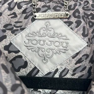 Anthropologie Joujou Gray Leopard Trench Short Double Breasted Jacket Large‎ EUC thumbnail 2