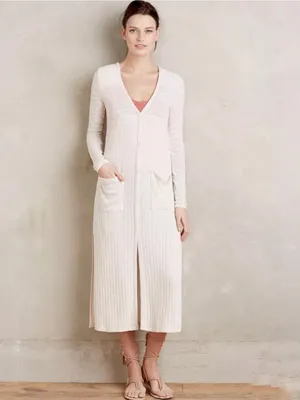 Anthropologie Saturday Sunday Tinley Duster Cream Knit Longline Sweater Cardigan thumbnail 2