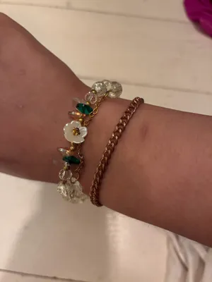1Pcs Chic Camellia Glass Bead Bracelet White thumbnail 2