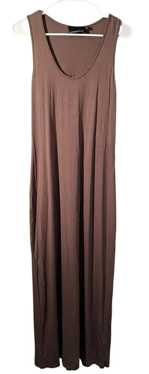 Cynthia Rowley Women’s Size Large Sleeveless Scoop Neck Maxi Dress Light Brown thumbnail 1