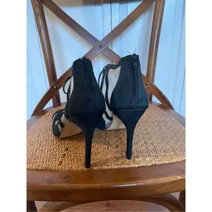 Nina Caleya black mesh tie closure stiletto heels sz 8 thumbnail 5