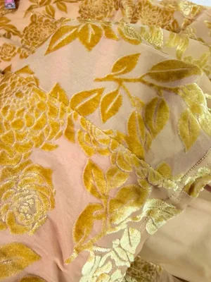 RIHOAS NWT Mustard/Gold Lace detail Floral Velvet Overlay Mesh Midi Dress Size M thumbnail 10