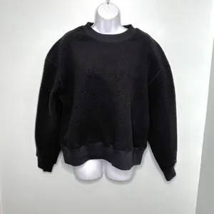 Everlane Renew Fleece Oversized Black Crewneck Pullover Sweater S thumbnail 2