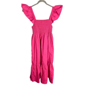 Anthropologie o.p.t Tuscany Dress Size Medium‎ Magenta Cotton Midi thumbnail 3