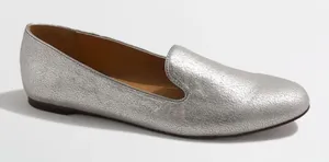 J Crew Metallic Silver Loafers size 7 thumbnail 1