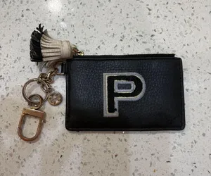 Tory Burch Black Leather Card Case Keyring with Tassel thumbnail 1