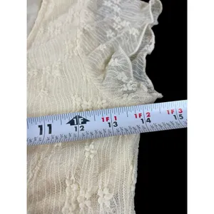 KIRIOUS Lace Up Midi Dress Cream Boho Sheer Lace Textured Slit Festival Beach S thumbnail 11