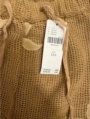Anthropologie Light brown embroidered textured pants thumbnail 6