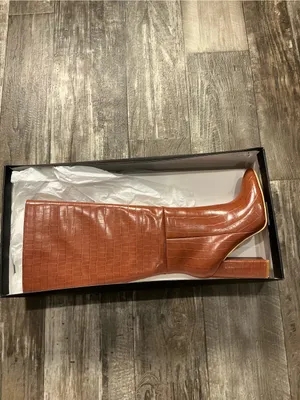 Nasty Gal Croc-Embossed Knee Boots - Chestnut Brown Size 6 thumbnail 13