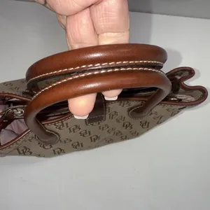Vintage Dooney & Bourke Y2K Old Money Classic Leather Canvas Satchel Bag‎ Purse thumbnail 5