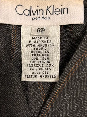 CALVIN KLEIN Petites Dress Pants 8P Wide Leg Gray Pinstripes Trousers Officewear thumbnail 5