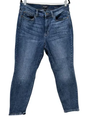 Judy Blue‎ Boyfriend Fit High Rise Jeans Womens Size 16W Blue Distressed Stretch thumbnail 1