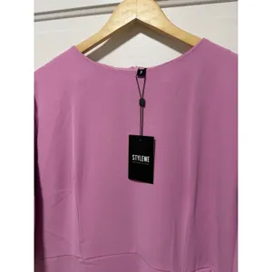Stylewe Mauve Pink Ruched Side Slit Midi Dress NWT 2XL Elbow Sleeve Puff Pleat thumbnail 8