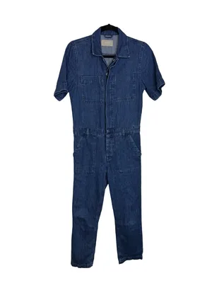 👖 Everlane The Short-Sleeve Denim Overall Jumpsuit Size 2 👖 thumbnail 3