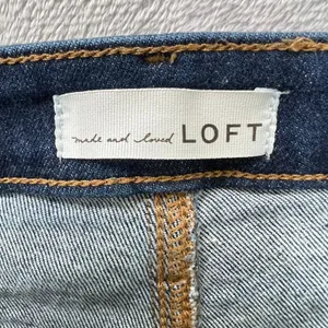 LOFT‎ High Rise Mom Jeans Frayed Hem Dark Wash Denim Comfort Stretch Size10 thumbnail 5