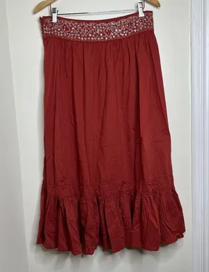 Vintage Boho Cotton Maxi Skirt w/ Sequins and Beadwork Women’s Medium Has Flaws thumbnail 4