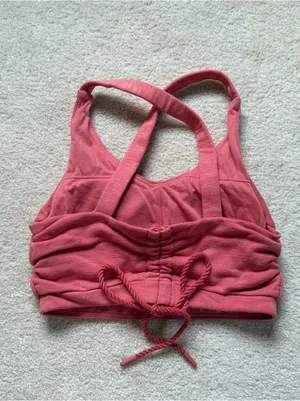 Gymshark Ruched Sports Bra‎ Pink Drawstring Back Size Small thumbnail 3