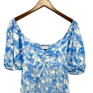Faithfull the Brand Charlize Midi Dress in Blue Roos Tie Dye Cloudscape Size S thumbnail 6