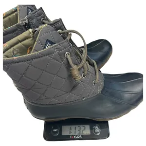 Sperry Saltwater Duck Boots Womens 9 Gray Navy Quilted Rubber Outdoor STS9327F thumbnail 11