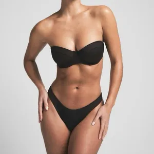 Skims Signature Swim Dipped Mid Coverage Bikini Bottom Onyx Size Small thumbnail 3