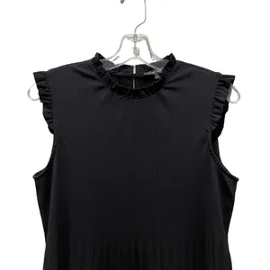 Adrianna Papell Ruffle Sleeveless Pleated Top Black Size Medium thumbnail 3