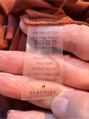💥Peruvian Connection Extreme T-Neck Terracotta Pima Cotton Stretch Top Sz M🧡 thumbnail 10