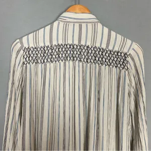 Anthropologie Floreat Norfolk Blouse Striped Long Sleeve Shirring Smocked Sz‎ XS thumbnail 10