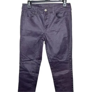 American Eagle Purple Coated High Rise Jeggings Size 8 Y2K Grunge thumbnail 11