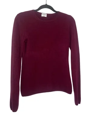 Barrow & Grove Womens Burgundy‎ 100% Cashmere Crewneck Sweater Medium Preppy thumbnail 1