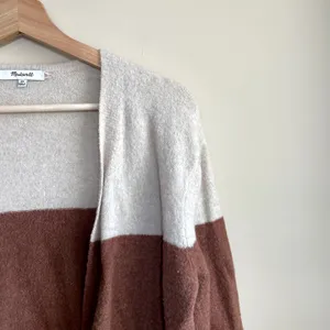 Madewell‎ wool-alpaca blend colorblock knit open front cardigan women's size XS thumbnail 2