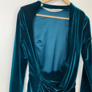 House of CB Maroush Velvet Teal Backless Mini Longsleeve Dress Womens Small thumbnail 13