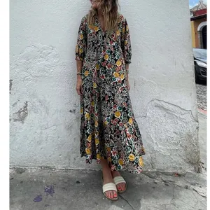 Natural Life Sage Midi Dress XS/S Boho Tiered Floral Keyhole Peasant Cottagecore thumbnail 2