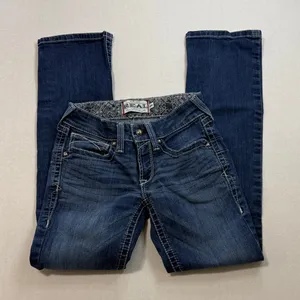 Ariat Indigo Straight Leg Jeans with Embroidered Back Pockets thumbnail 1