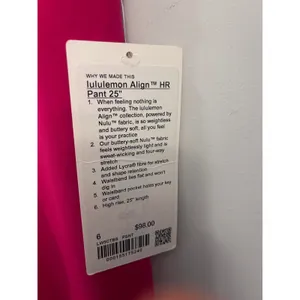 Lululemon Aligh HR leggings size 6 25” Passionate Pink New with tags thumbnail 4