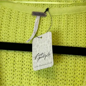 Free People Knit Sweater Neon Yellow Cardigan Swim Too Deep Cardi Oversized XS thumbnail 6