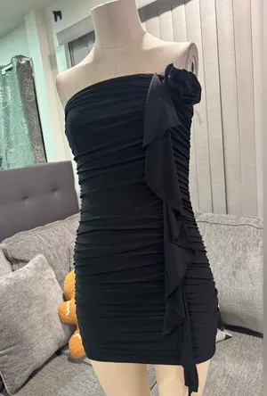 🌸AMTIOUS elegant strapless ruched dress ✨ Black Size M thumbnail 5