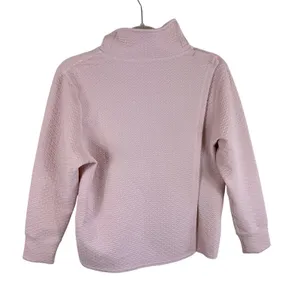 Israphel Womens Pink Textured Metallic Gold Shimmer Quarter Zip Pullover Small thumbnail 2