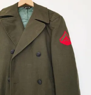 Vintage Wool US Olive Green Military Coat Size 36R thumbnail 5